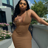 Women Dresses Spring Sexy U Collar Short Sleeveless Dress