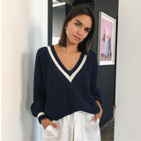 Women Knitted Sweater Spring and Autumn Sweater Loose off-the-Shoulder Bottoming Shirt Women's Sweater