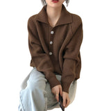 Women Knitted Cardigan Autumn Winter Retro Baggy Coat