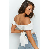 Women T-shirt Lantern Short Sleeve Shirt Pleated Shirt