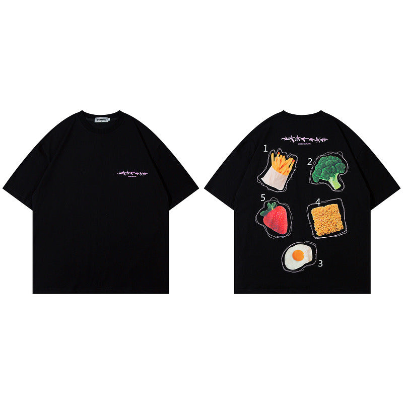 Men T Shirt Vintage Printed round Neck Short Sleeve T-shirt