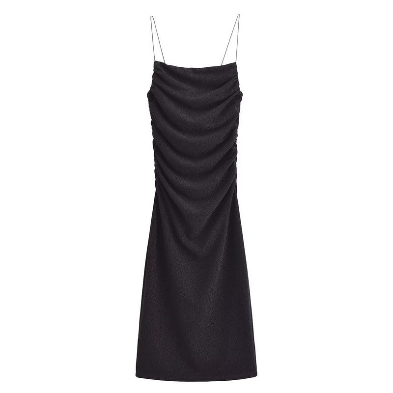 Women Dresses Summer Square Neck Sheath Slim Strap Dress (Xds0414)