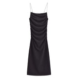 Women Dresses Summer Square Neck Sheath Slim Strap Dress (Xds0414)