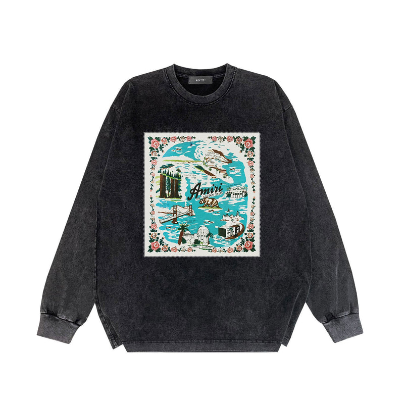 Amiri Long Sleeve Shirt Vintage T Shirt Washed and Worn Vintage Long Sleeve T-shirt