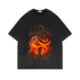 Washed vintage short-sleeved T-shirt oversize