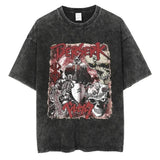 2024 Berserk Print T Shirt Men Vintage Washed T-Shirt