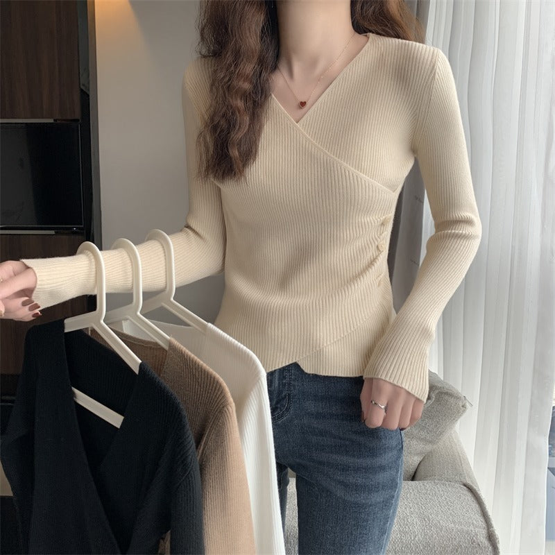 Women Knitwear Autumn and Winter V-neck Top