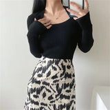 Women Sweater Knitwear off-Shoulder Pullover Slim Bottoming Shirt