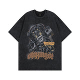 Men T Shirt Devil Print Distressed Short Sleeve T-shirt