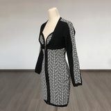 Women's Evening Dress Bandage Dress V-neck Zipper Dress