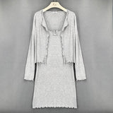 Women Dresses Hip Skirt Open Collar Vest Sling Dress Suit