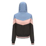 Women Trench Coat Women's Thin Trench Coat Women's Spring and Autumn Hooded Jacket Women's Outdoor Raincoat Color Matching Drawstring Coat