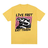 Funny Raccoon Live Fast Eat Trash Graphic T Shirt Unisex