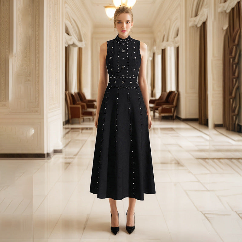 Women Dresses Spring round Neck Sleeveless Slim Fit Dress (Qymy0409)