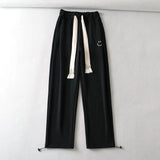 Women Sweatpants Smiling Face Embroidery Loose Wide Leg Pants Casual Sweatpants