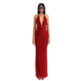 Women Dresses Sexy Backless V-neck Dress Sheath Dress