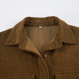 Women Trench Coat Corduroy Coat Autumn and Winter Long Sleeve Retro Long-Sleeved Fleece Sweater
