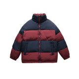 Unisex Winter Cotton Coat Stripes Stand-up Collar Cotton-Padded Clothes Vintage Labeling Warm-Keeping Cotton Clothing