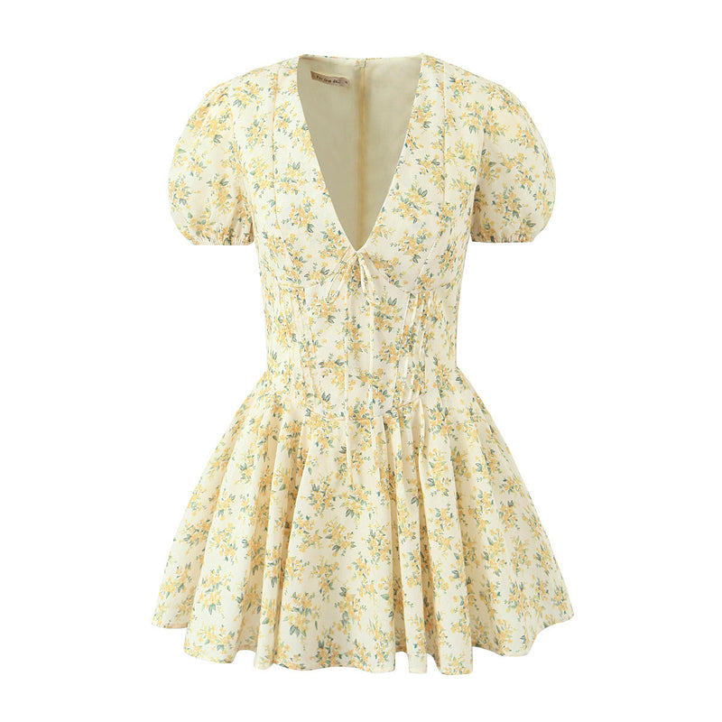 Women Dresses Summer V-neck Dress Sexy Skirt (Xds0414)