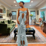 Women Dresses Summer Slim-Fit Suspender Skirt Fishtail Dress (Csm202404)