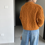 Women Winter Knitted Sweater Crew Neck Twist Loose-Fitting Long Sleeve Sweater X1925