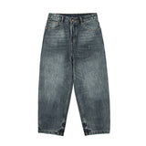 Men Jeans Vintage Amekaji Pleated Washed Jeans