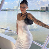 Women Dresses Mesh Camisole Slim Fit Slit Dress