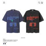 American vintage street T-shirt pure cotton retro men's and women's summer loose half sleeves