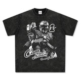 Mens Vintage baseball T-Shirt CamNewton rugby vintage print short sleeve loose t-shirt