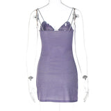 Women Dresse Sexy Bright Silk Dress Slim-Fit Suspender Skirt
