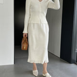 Women Knitted Skirt Autumn and Winter Knitting Skirt Straight Skirt