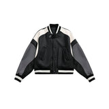 Unisex Jacket Loose Stitching Pu Baseball Jacket Short Motorcycle Jacket