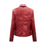 Red Leather Jacket Short Spring and Autumn Leather Slim Lapel Motorcycle Clothing