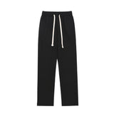 Men Sweatpants Straight Casual Pants Loose Elastic Waist Solid Color Simple Wide Leg Pants Trousers