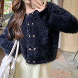 Women Knitwear Autumn and Winter round Neck Sweaters Cardigan