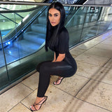 Women Jumpsuit Spring Short Sleeve Zipper Sports Yoga Jumpsuit (Hawthaw0412)