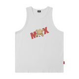 Mens Vest Bear Print Sleeveless T-Shirt Basketball Vest