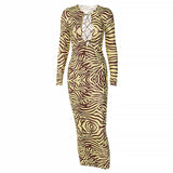 Women Dresses Winter Hollow out Long Sleeve Slim Fit Dress