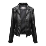 Red Leather Jacket Spring and Autumn Coat Women's plus Size Stand Collar Leather Jacket