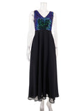 Women's Evening Gown Sexy Backless Chiffon Stitching Sequins Dress Evening Dress