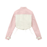 Women Jacket PU Leather Jacket Autumn and Winter Stand Collar Lace up Short Coat