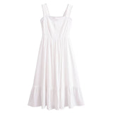 Women Dresses Summer Square Collar Bow Lace Dress (Xds0414)