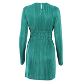 Women Dress Autumn and Winter Green Pleated Dress