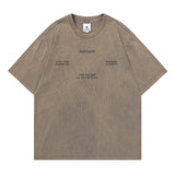 Men T Shirt Worn Looking Washed-out Letter Print Short-Sleeve T-shirt