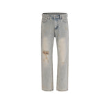 MIJKO Men Vintage Pants MIJKO ripped trousers washed with water