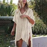 Women Knit Beach Cover Hollow-out Beach Knitted Sunscreen Swimsuit