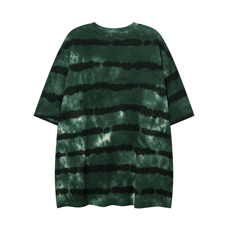 Men T Shirt Summer Gradient Striped Contrast Color Short Sleeve T-shirt