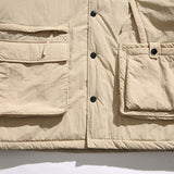 Unisex Winter Cotton Coat Three-Dimensional Pocket Decoration Loose Cotton Coat Vintage Corduroy Lapel Cotton-Padded Jacket
