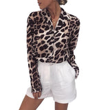 Women T-shirt Shirt Autumn Sexy Leopard Print Chiffon Shirt Women's Shirt OL