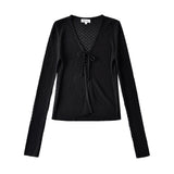 Women Sweater Knitwear Knitted Sun Protection Shirt Summer Slim Fit V-neck Hollow Lace-up Cardigan Jacket